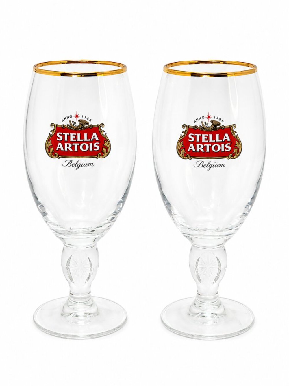 Stella Artois Gold Rim Beer Goblets Set – Clear Belgian Ale Chalice Glasses